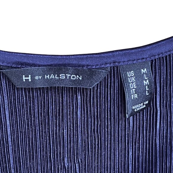 H by Halston Womens Two-Piece Navy Blue Micro Pleat Lounge Pants Set Size Medium - Picture 4 of 9